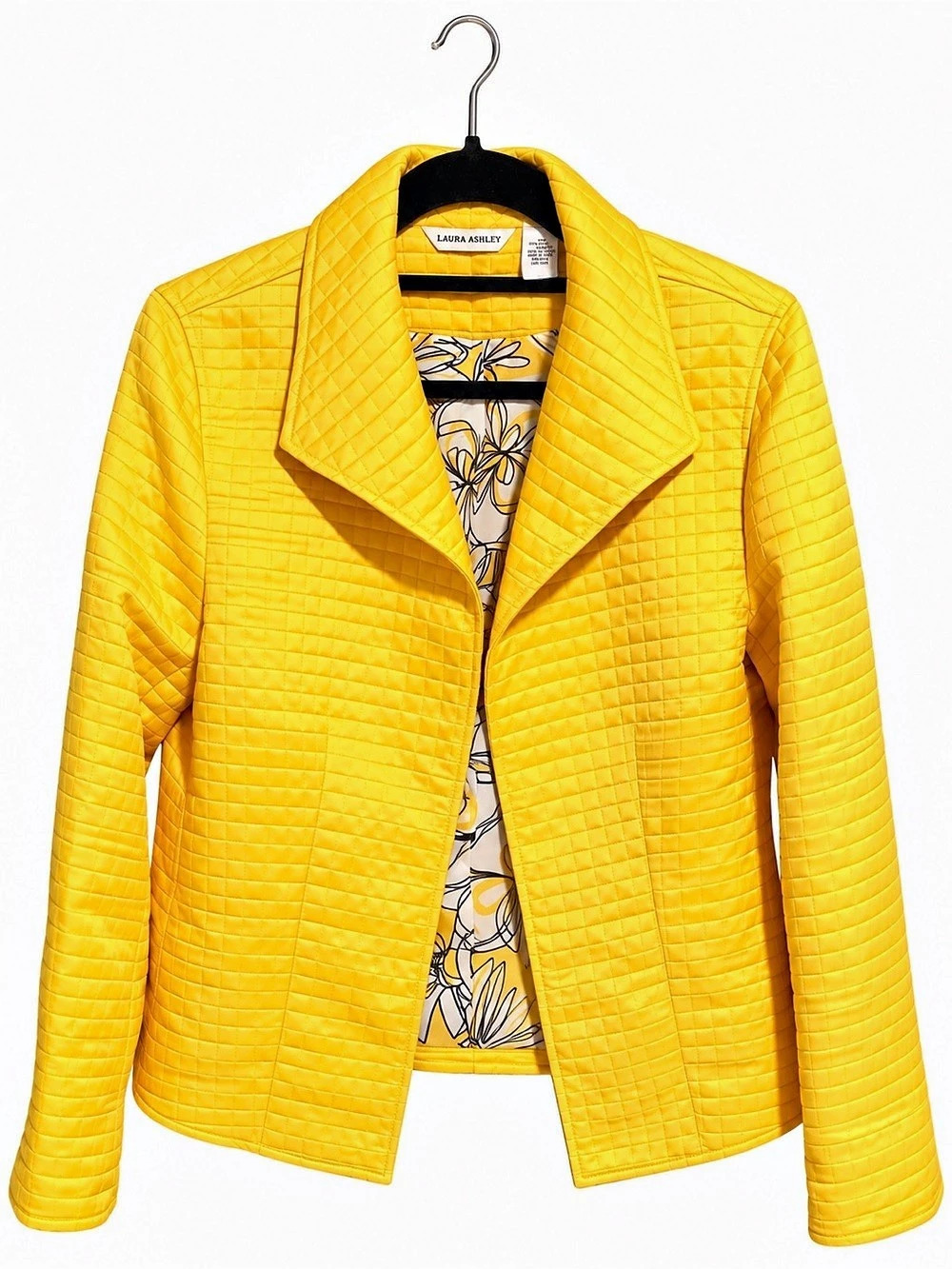 Laura Ashley NEW YORK Quilted Moto Jacket in Yellow Like New